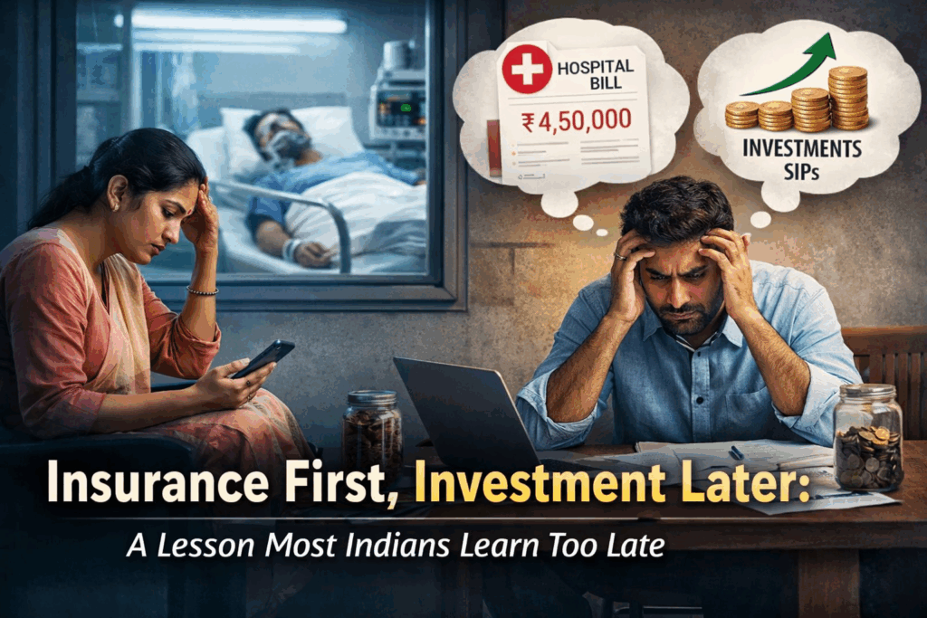Insurance first investment later concept illustrated through financial planning and healthcare expenses